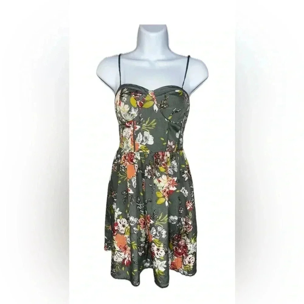 BOG collective small green Japanese floral dress fairy festival core